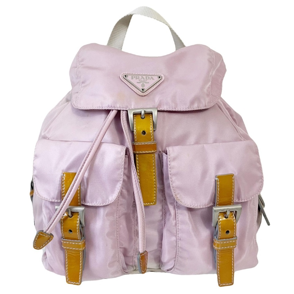 Prada lilac vela nylon gold patent leather small backpack